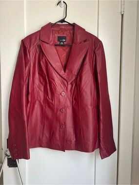 VINTAGE East 5th Red Leather Blazer Jacket